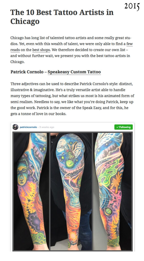 10 Best Tattoo Artists 2015