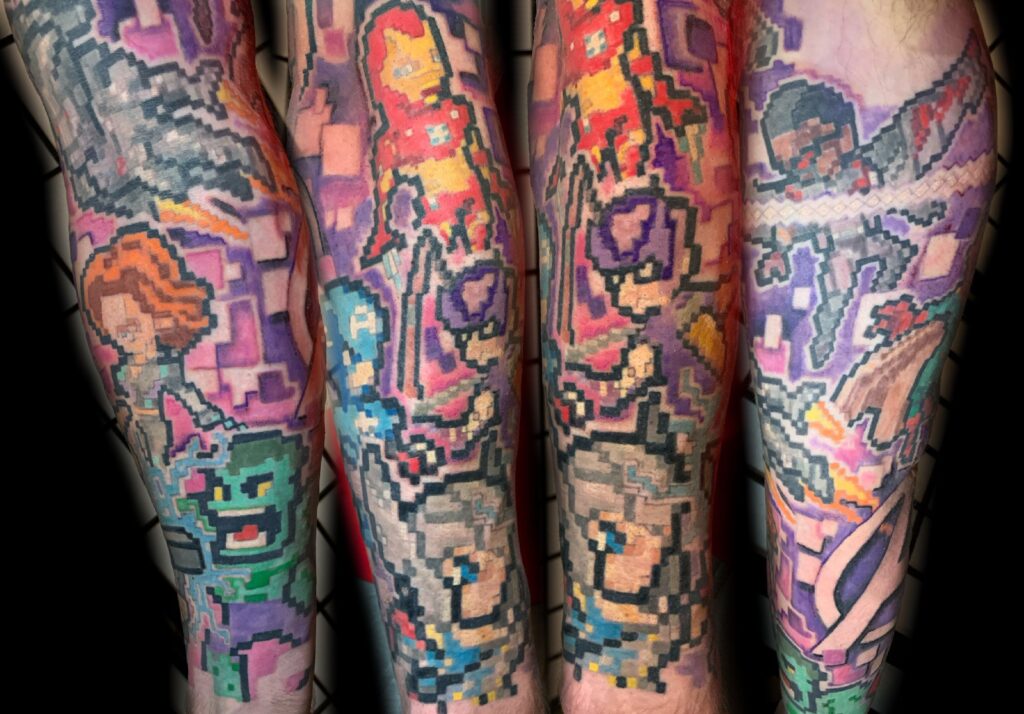 Patrick Cornolo Tattoo 8-bit tattoo avengers tattoo