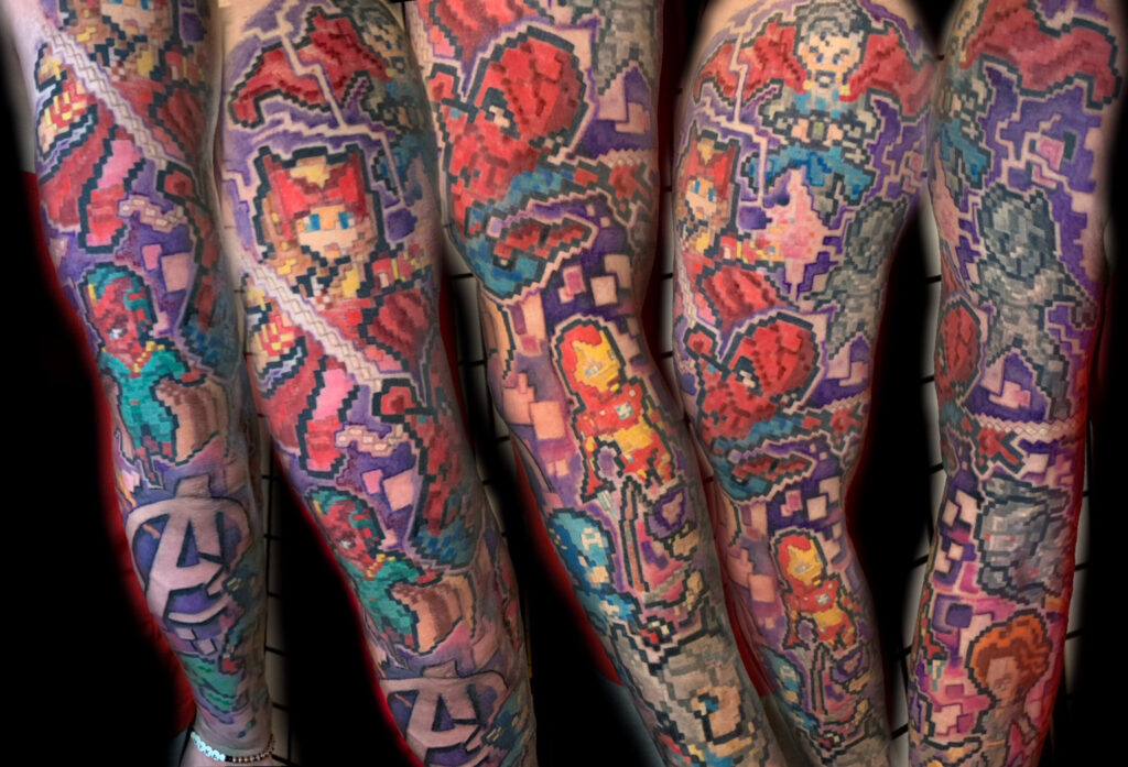 Patrick Cornolo Tattoo 8-bit tattoo avengers tattoo